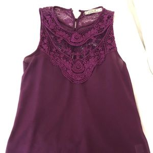 Eggplant blouse with lace and button detail